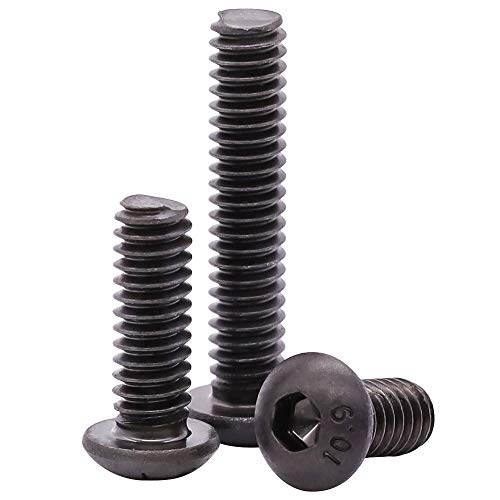 EASTLO M4 x 25mm (100 pcs) Button Head Socket Cap Screws Bolts, Grade 10.9 Alloy Steel, Black Oxide Finish, Full Machine Thread - Image 1