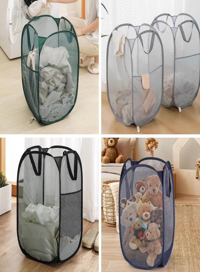 acDesign 4Pcs Pop Up Laundry Basket Set, Collapsible Pop Up Hamper in 4 Colors, Mesh Laundry Basket for Home, Dorm, Travel & Storage - Image 5