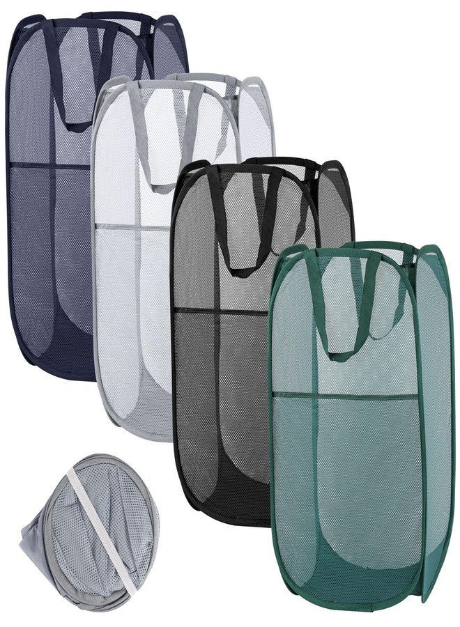 acDesign 4Pcs Pop Up Laundry Basket Set, Collapsible Pop Up Hamper in 4 Colors, Mesh Laundry Basket for Home, Dorm, Travel & Storage - Image 1
