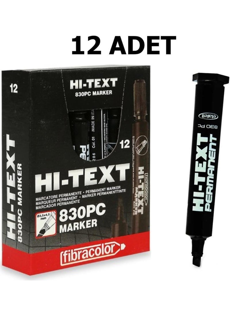 Fibracolor Marker Chisel Tip Black 830PC (Pack of 12) 