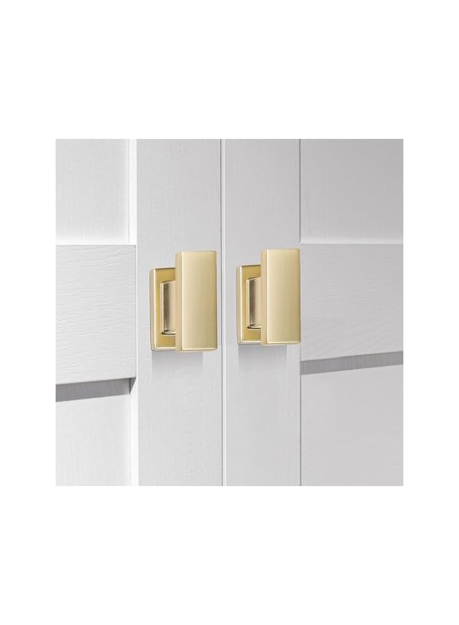 promass Cabinet Knobs Drawer Dresser Knobs Cabinet Handles for Cupboard Closet Bathroom Kitchen Cabinet Hardware,Solid Zinc Alloy,4 Pack,Square Gold - Image 3
