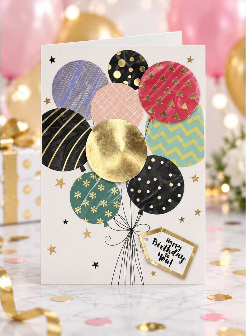 ITALO Musical Birthday Greeting Card with Colorful Balloon Bouquet Design, Plays Happy Birthday Sound When Opened | White - Image 2