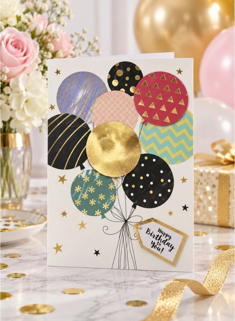 ITALO Musical Birthday Greeting Card with Colorful Balloon Bouquet Design, Plays Happy Birthday Sound When Opened | White - Image 4