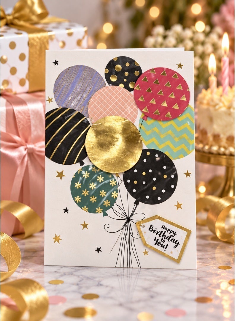 ITALO Musical Birthday Greeting Card with Colorful Balloon Bouquet Design, Plays Happy Birthday Sound When Opened | White - Image 3