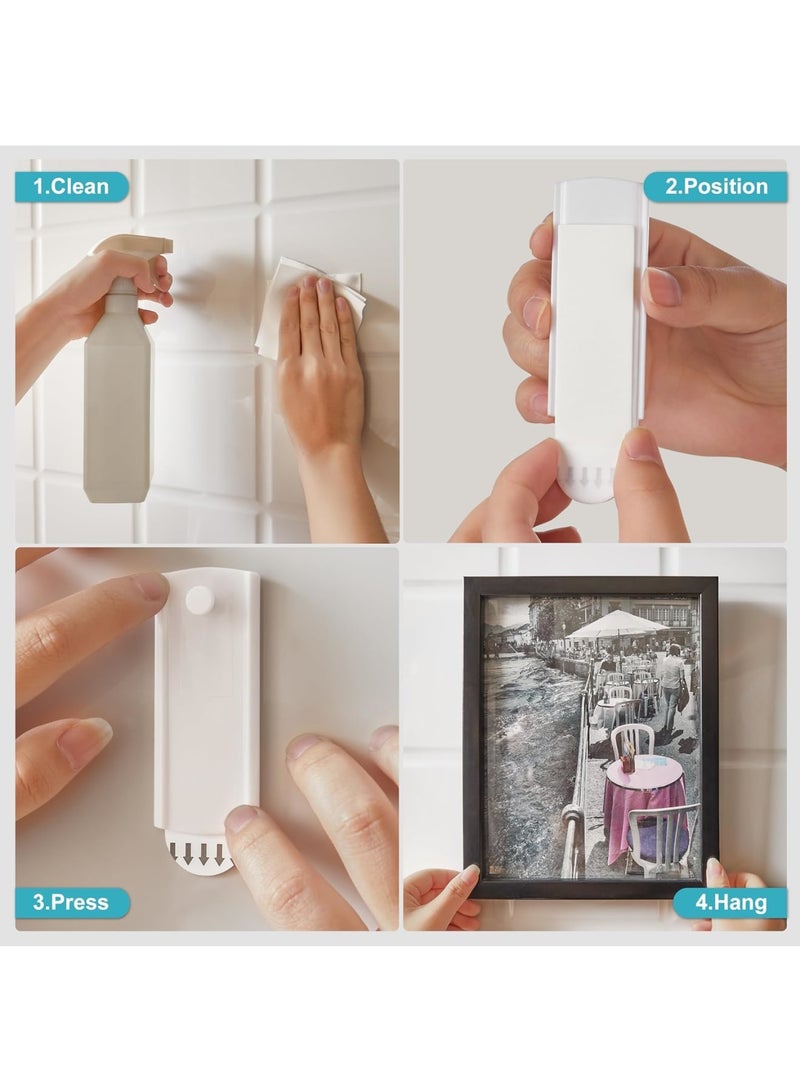 SYOSI Large Universal Frame Hanger, 8 Picture Hangers with 12 Large Removable Adhesive Strips, Heavy Duty No Nails Picture Hooks, Damage-Free Picture Hanging Hooks for Wall Art (White) - Image 3