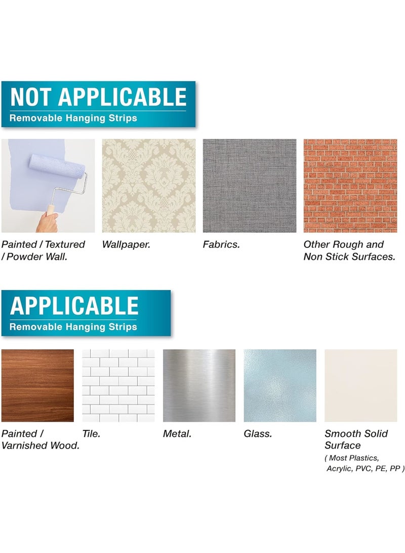 SYOSI Large Universal Frame Hanger, 8 Picture Hangers with 12 Large Removable Adhesive Strips, Heavy Duty No Nails Picture Hooks, Damage-Free Picture Hanging Hooks for Wall Art (White) - Image 2