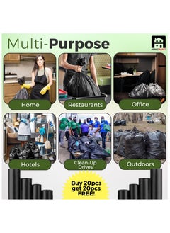 Home Smart Home Smart Heavy Duty Roll Garbage Plastic Bags Pack of 20 Pcs + 20 Pcs Free Black Color Good for Kitchen Home Garden and Outdoor Activity (60 x 90 cm) Pack  - Image 4