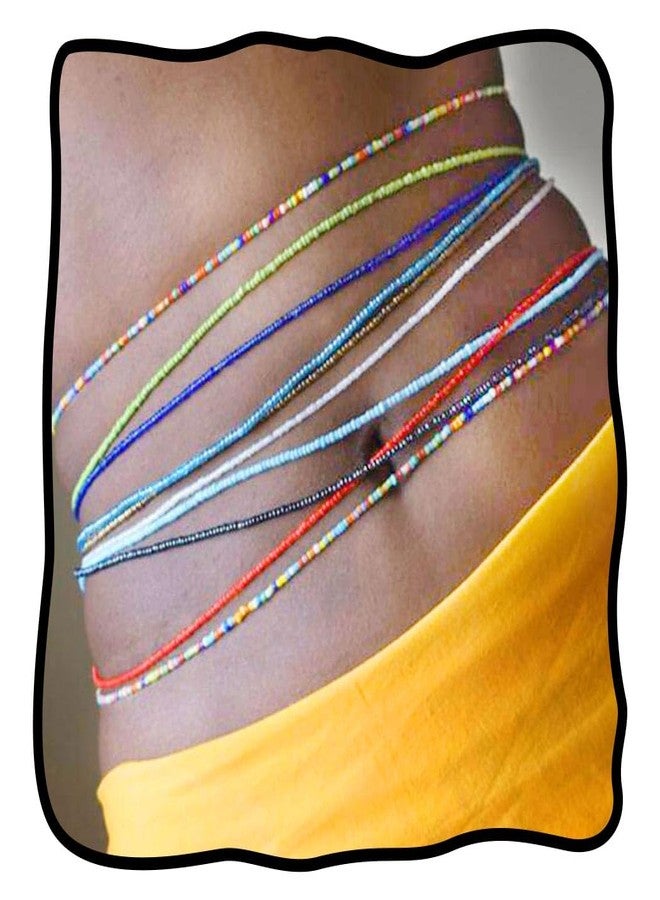 Nicute Plus Size African Waist Chain Beads Layered Belly Chain Stretchy Beach Bikini Waist Body Chain for Women (Pack of 10 Pieces) - Image 1