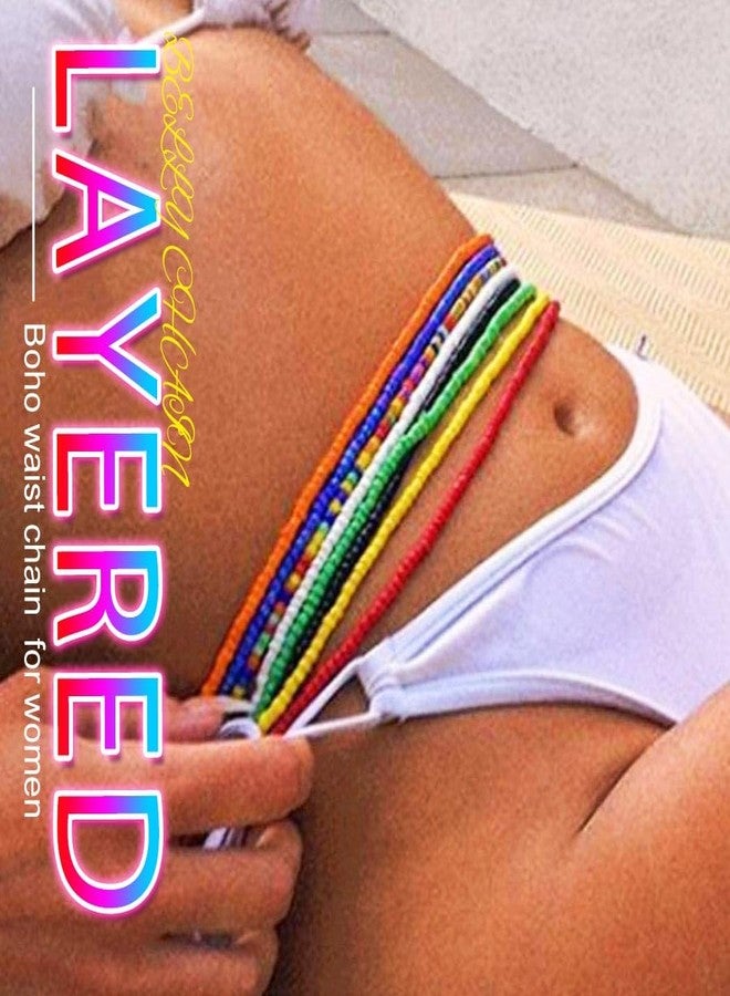Nicute Plus Size African Waist Chain Beads Layered Belly Chain Stretchy Beach Bikini Waist Body Chain for Women (Pack of 10 Pieces) - Image 2