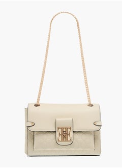 ELLE Womens Monogram Embossed Crossbody Bag With Chain Strap And Twist Lock Closure  - Image 1