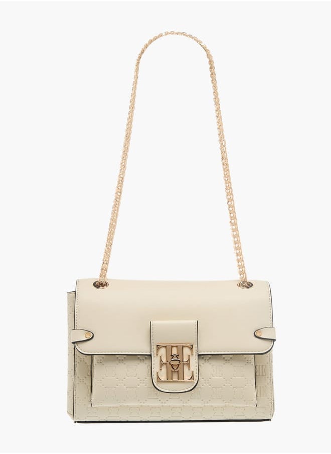 ELLE - Womens Monogram Embossed Crossbody Bag With Chain Strap And Twist Lock Closure - Image 1