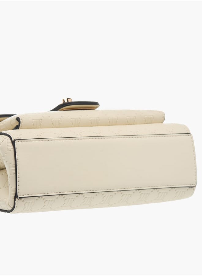 ELLE - Womens Monogram Embossed Crossbody Bag With Chain Strap And Twist Lock Closure - Image 1