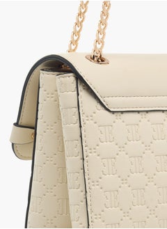 ELLE Womens Monogram Embossed Crossbody Bag With Chain Strap And Twist Lock Closure  - Image 5
