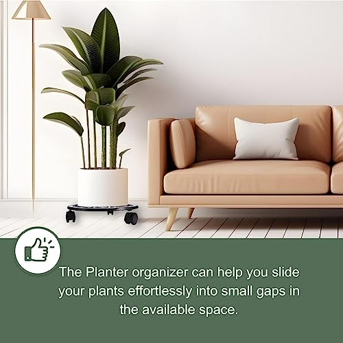 ecofynd Rolla Round Metal Plant Stand for Indoor & Outdoor Pots, Caddy Rolling Wheels Metal Potted Plant Holder for House, Garden & Patio (Pack of 4, Black, PS016) - Image 4