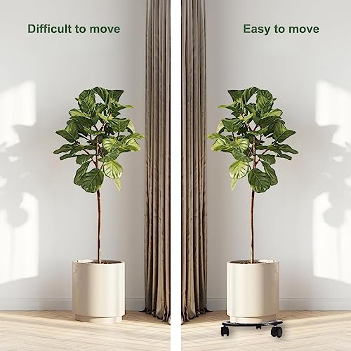 ecofynd Rolla Round Metal Plant Stand for Indoor & Outdoor Pots, Caddy Rolling Wheels Metal Potted Plant Holder for House, Garden & Patio (Pack of 4, Black, PS016) - Image 5