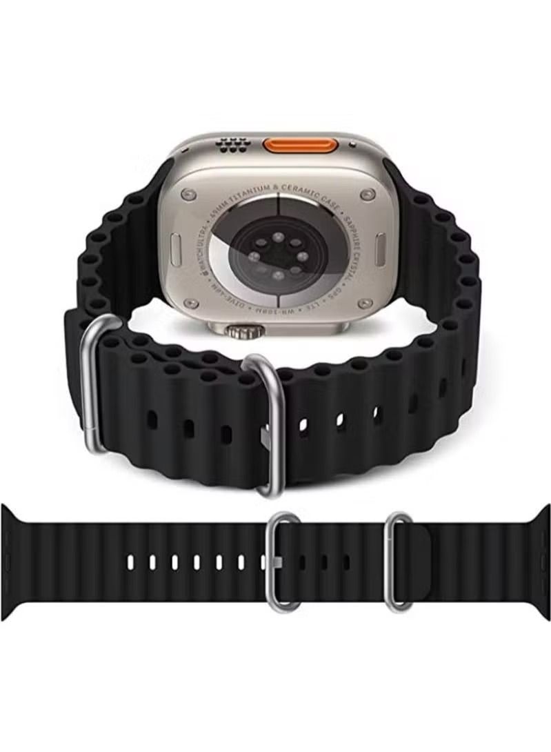 Zaboon Silicone Ocean Watch Band For Apple Watch Series 8 7 6 5 4 3 2 1 SE Compatible With Apple Watch Band 42mm 44mm 45mm 49mm Replacement Women Mens, Sport slides Strap for iWatch Ultra - Image 1