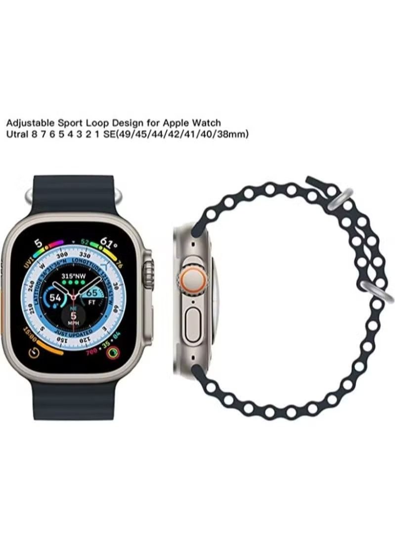 Zaboon Silicone Ocean Watch Band For Apple Watch Series 8 7 6 5 4 3 2 1 SE Compatible With Apple Watch Band 42mm 44mm 45mm 49mm Replacement Women Mens, Sport slides Strap for iWatch Ultra - Image 2