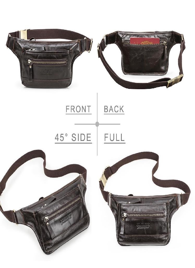 Eckek - Genuine Leather Men Waist Pack Casual Male Waist Bag - Image 1