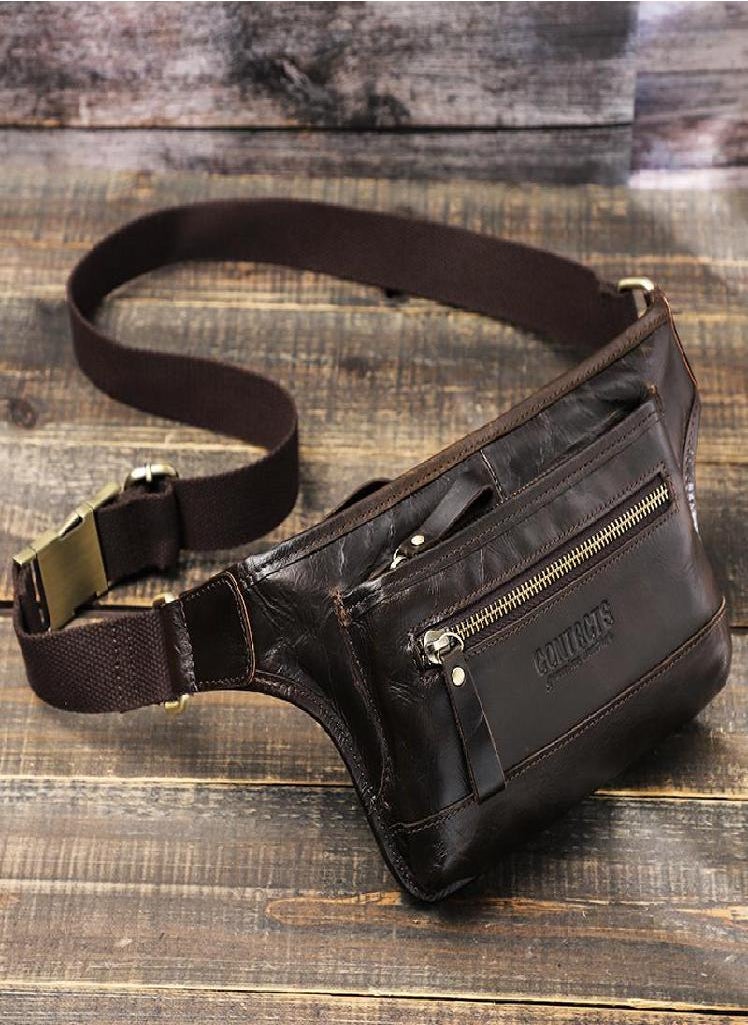 Eckek - Genuine Leather Men Waist Pack Casual Male Waist Bag - Image 1