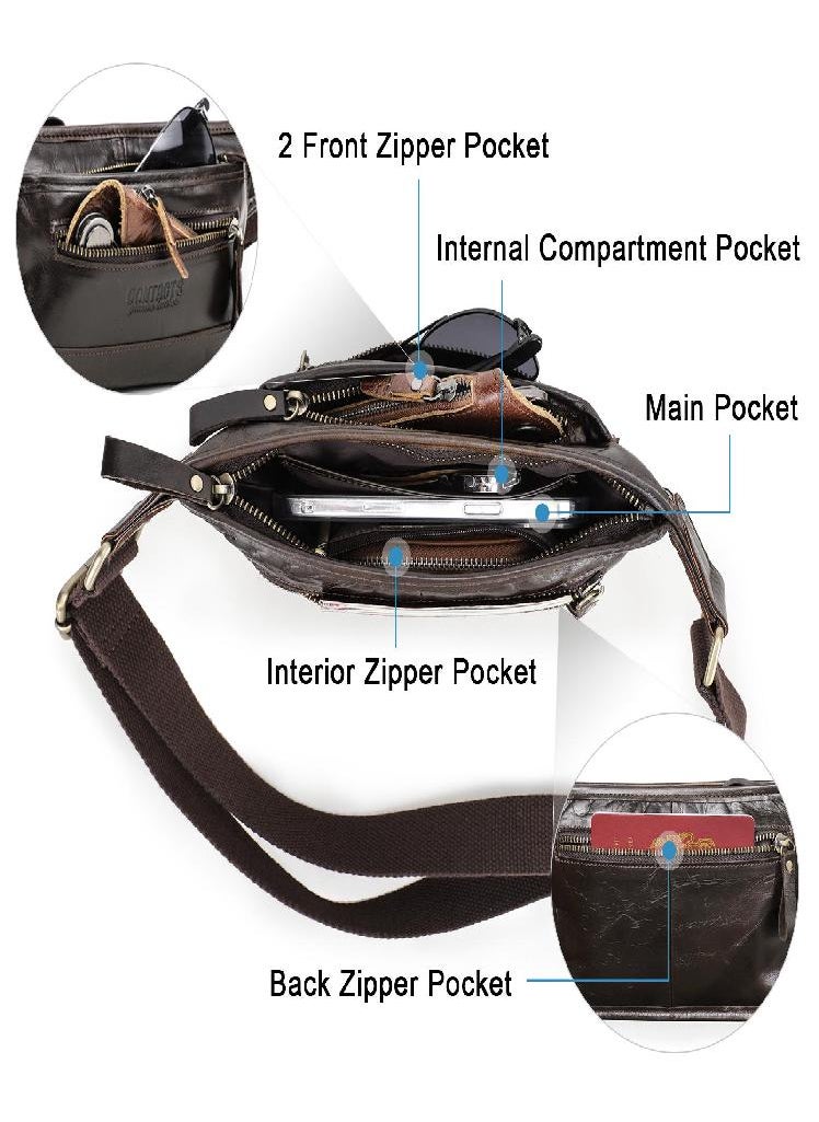 Eckek - Genuine Leather Men Waist Pack Casual Male Waist Bag - Image 1