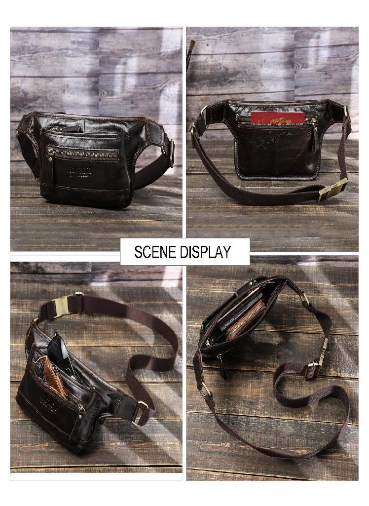 Eckek - Genuine Leather Men Waist Pack Casual Male Waist Bag - Image 1