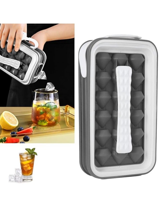 RANK Ice Cube Mold, Accessory Flexible Slow Melting Ice Cube Tray Silicone Lid for Kitchen (Gray) - Image 2