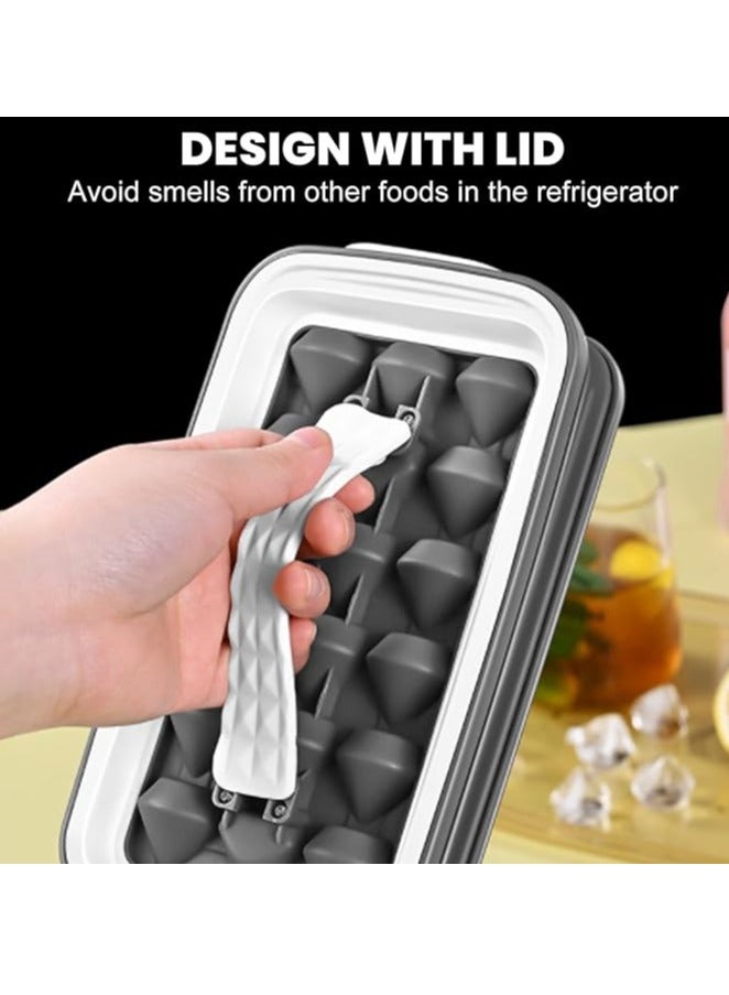 RANK Ice Cube Mold, Accessory Flexible Slow Melting Ice Cube Tray Silicone Lid for Kitchen (Gray) - Image 3