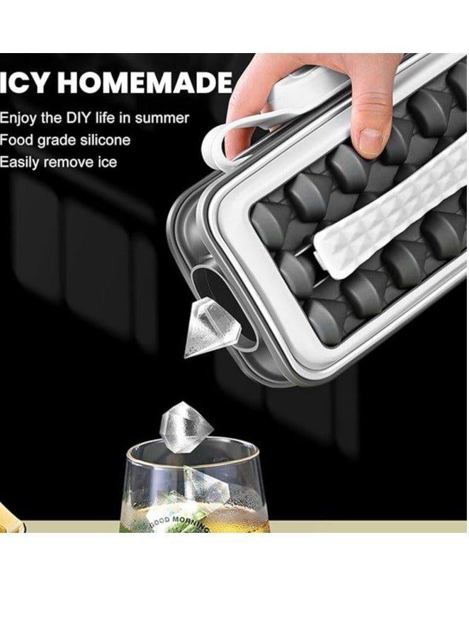 RANK Ice Cube Mold, Accessory Flexible Slow Melting Ice Cube Tray Silicone Lid for Kitchen (Gray) - Image 5