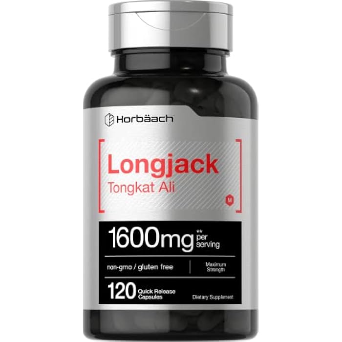 Horbäach Longjack Tongkat Ali for Men and Women | 1600mg | 120 Capsules | Extract Supplement | Maximum Strength Pills | Eurycoma Longifolia | Non-GMO and Gluten Free - Image 1