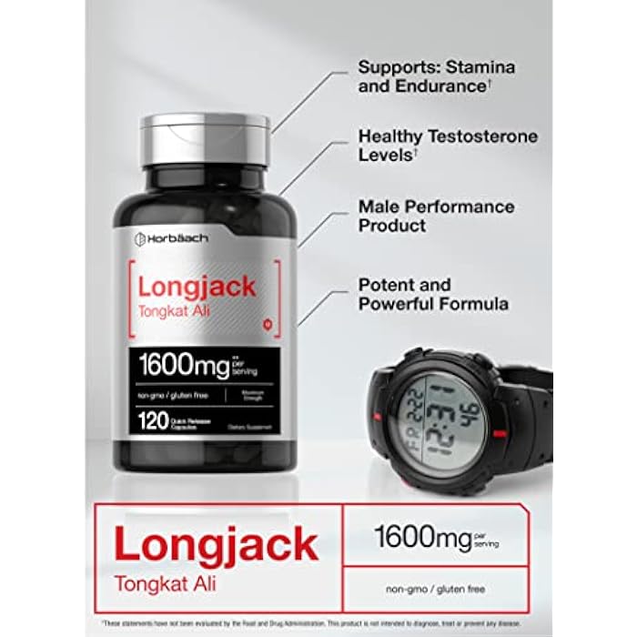 Horbäach Longjack Tongkat Ali for Men and Women | 1600mg | 120 Capsules | Extract Supplement | Maximum Strength Pills | Eurycoma Longifolia | Non-GMO and Gluten Free - Image 3