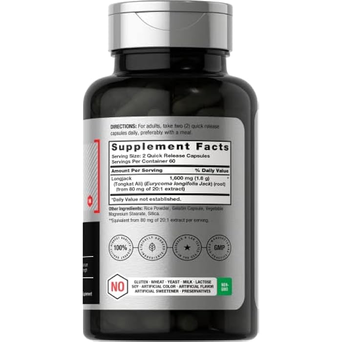 Horbäach Longjack Tongkat Ali for Men and Women | 1600mg | 120 Capsules | Extract Supplement | Maximum Strength Pills | Eurycoma Longifolia | Non-GMO and Gluten Free - Image 2