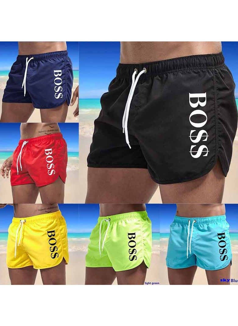 BOSS شورت سباحة رجالي من Boss Octopus سريع الجفاف مع شعار متباين، أزرق  - Image 2
