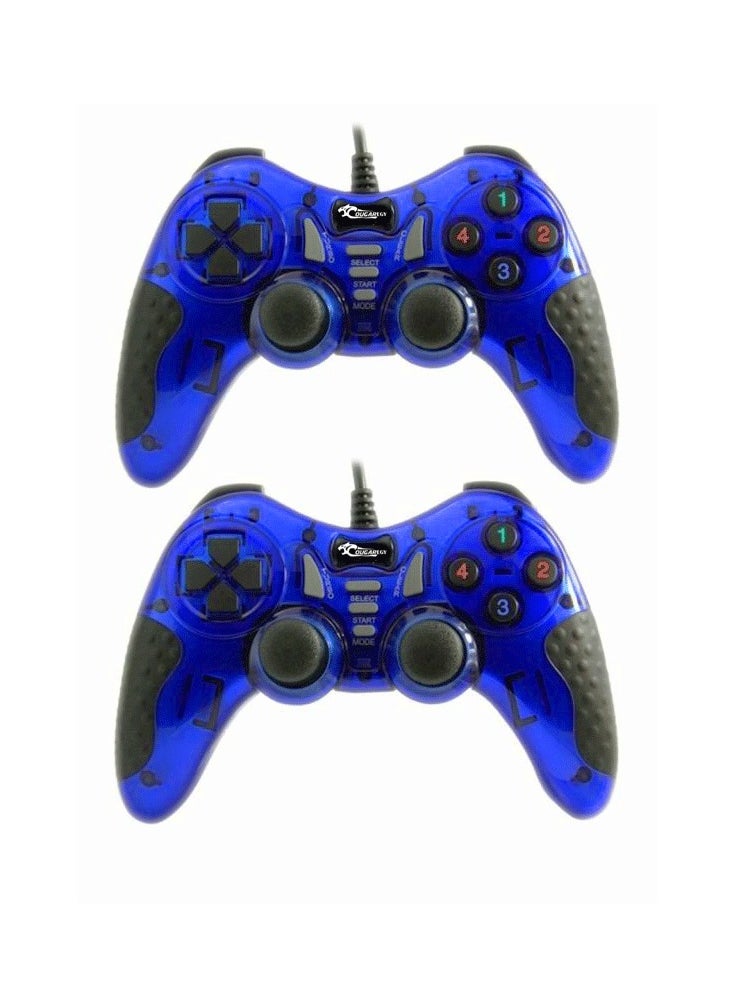Cougar COUGAR-EGY (9012) USB Wired Double Gamepad Turbo Controller with Vibration Function For PC or Laptop, 1.5 Meter (BLUE)  - Image 1