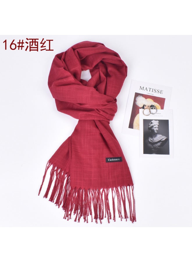 Autumn And Winter Fashionable New Bamboo Yarn Solid Color Tassel Scarf Silk Scarf Sun Protection Warm Shawl Multiple Options