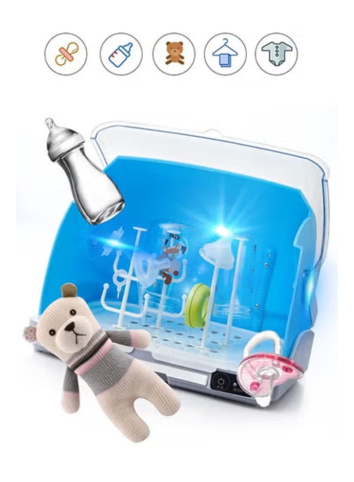 Portable Large Baby Bottle Storage Box Baby Tableware Storage Box Drain and Dustproof Drying Rack with UV Disinfection - Image 5