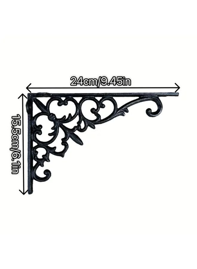 Cast Iron Floral Wall Shelf Bracket 24x15 5cm French Style Floating Shelf Support - Image 1