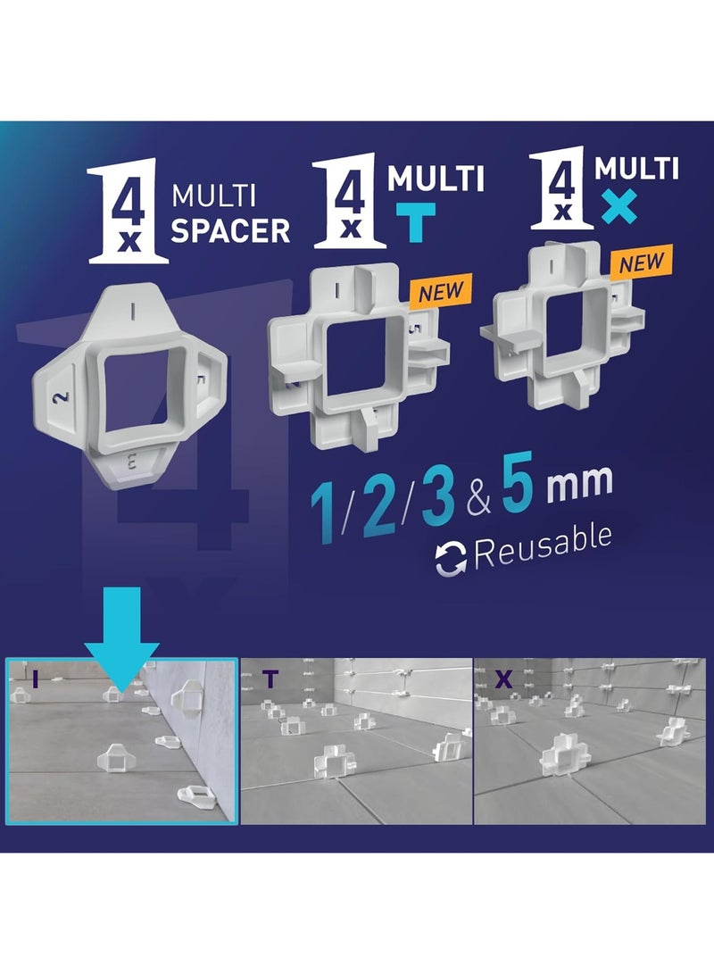 Adjustable 4-Way Tile Cross Spacer Wedges – 1mm, 2mm, 3mm, 5mm – High Quality – 100 Pcs Pack - Image 3