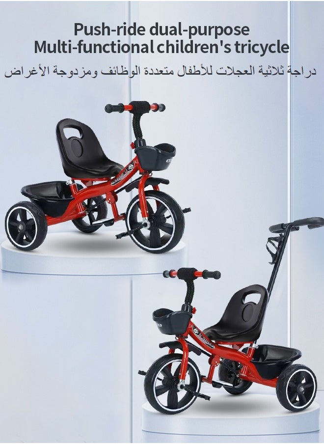 جوليفن دراجة ثلاثية العجلات الطفل سلة تخزين مزدوجة مع دفع مقبض دراجة ثلاثية العجلات الطفل 2-5 سنوات من العمر الفتيان والفتيات  - Image 2