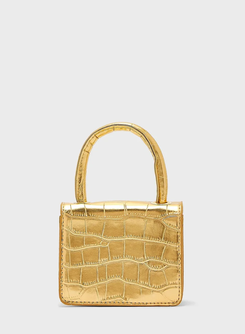 Ginger Micro Croc Effect Satchel Bag