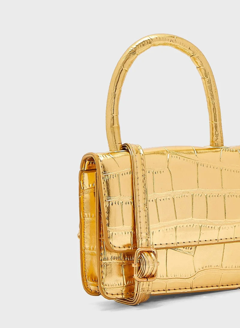 Ginger Micro Croc Effect Satchel Bag
