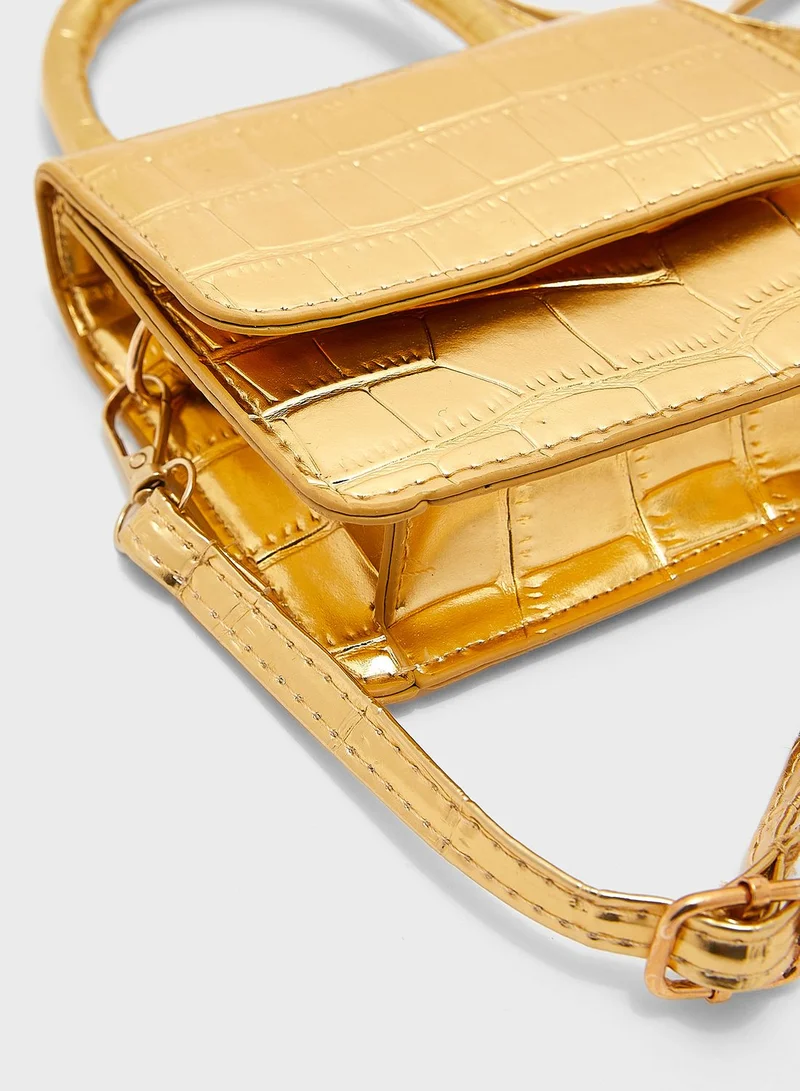 Ginger Micro Croc Effect Satchel Bag