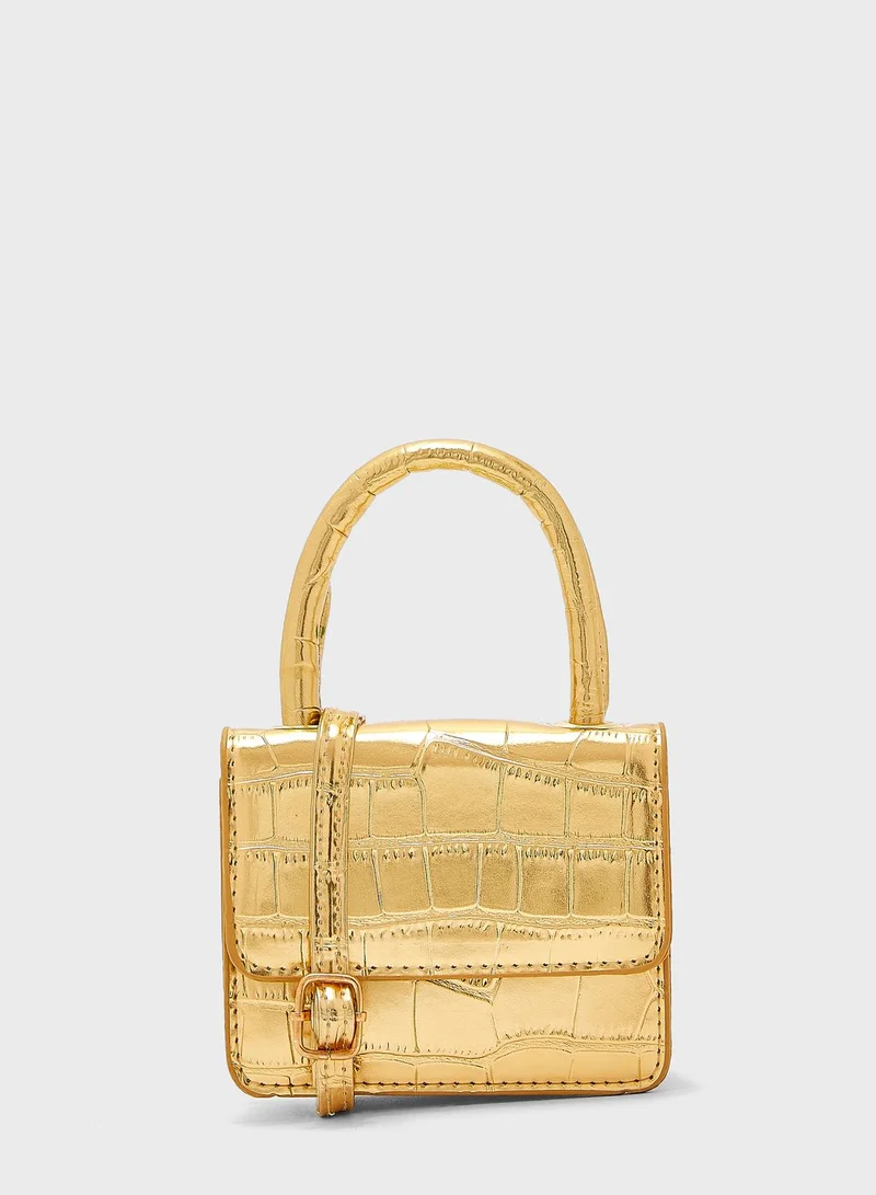 Ginger Micro Croc Effect Satchel Bag