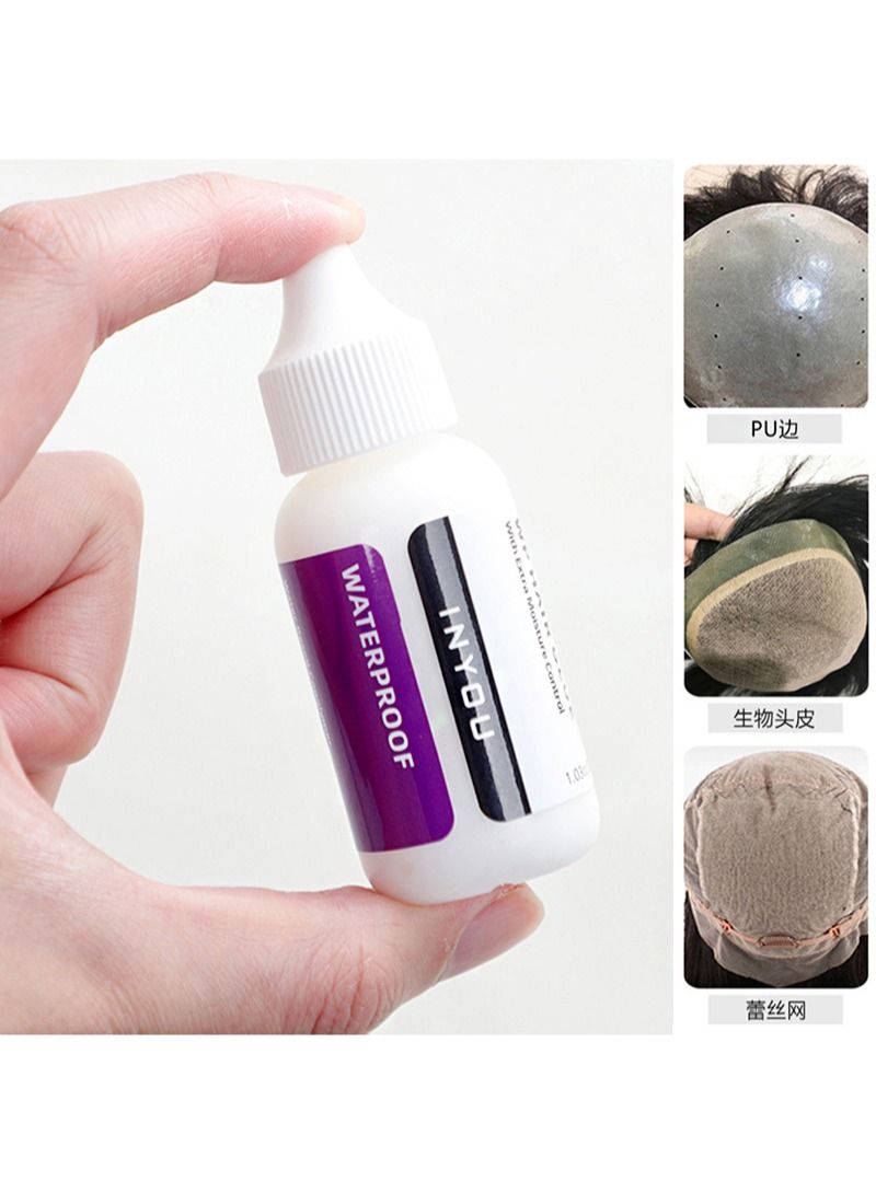 Wig Lace Glue, Lace Front Wig Wig Glue Waterproof Super Hold Hair Gel For Weaving, Invisible Hair Bonding Glue Extreme Hold Hair System (Lace Glue 38ml + 2 Wig Bands)