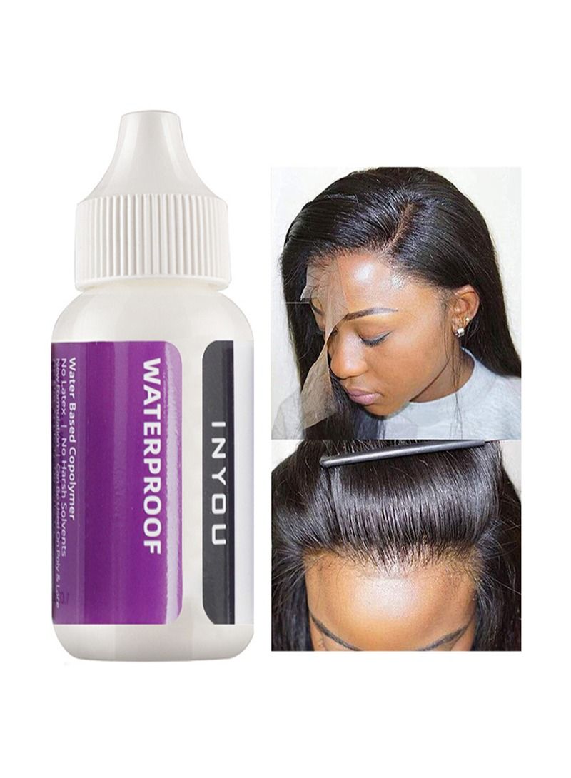 Wig Lace Glue, Lace Front Wig Wig Glue Waterproof Super Hold Hair Gel For Weaving, Invisible Hair Bonding Glue Extreme Hold Hair System (Lace Glue 38ml + 2 Wig Bands)
