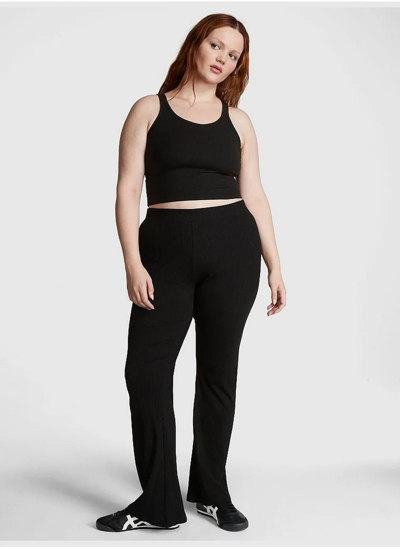 PINK Stretch Cotton Ribbed Flare Legging
