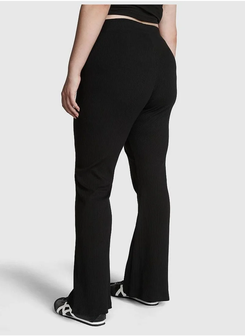 PINK Stretch Cotton Ribbed Flare Legging
