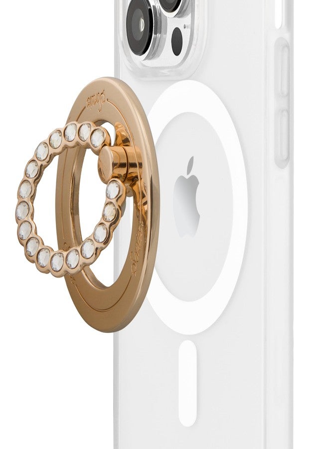 Sonix Magnetic Phone Grip and Phone Ring Holder - Compatible with MagSafe - Rotatable Kickstand and Phone Holder for iPhone 16, 15, 14, 13, 12 Series - Gold/Clear Rhinestone - Image 1
