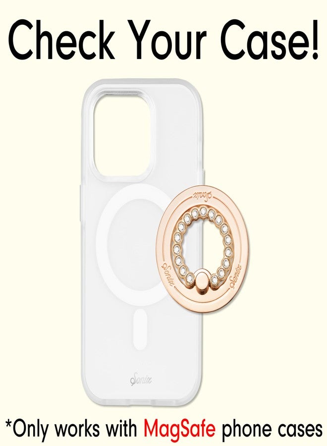 Sonix Magnetic Phone Grip and Phone Ring Holder - Compatible with MagSafe - Rotatable Kickstand and Phone Holder for iPhone 16, 15, 14, 13, 12 Series - Gold/Clear Rhinestone - Image 2