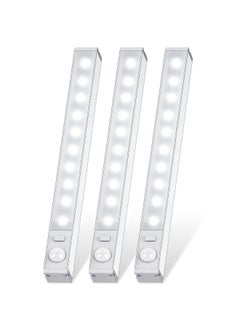 Motion Sensor Cupboard Lights Indoor, LED Automatic Night Light Cabinet Light, Cool White Kitchen Rechargeable Magnetic Light for Closet, Cabinet, Stairs, Drawer, Pantry, Cupboard, Wardrobe (3Pcs)