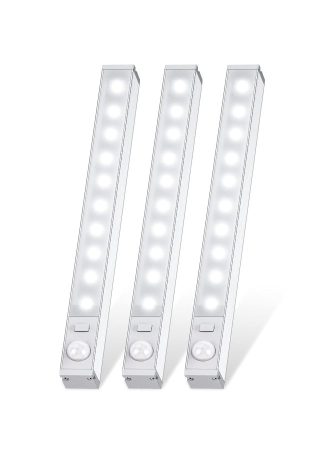 Generic - Motion Sensor Cupboard Lights Indoor, LED Automatic Night Light Cabinet Light, Cool White Kitchen Rechargeable Magnetic Light for Closet, Cabinet, Stairs, Drawer, Pantry, Cupboard, Wardrobe (3Pcs) - Image 1